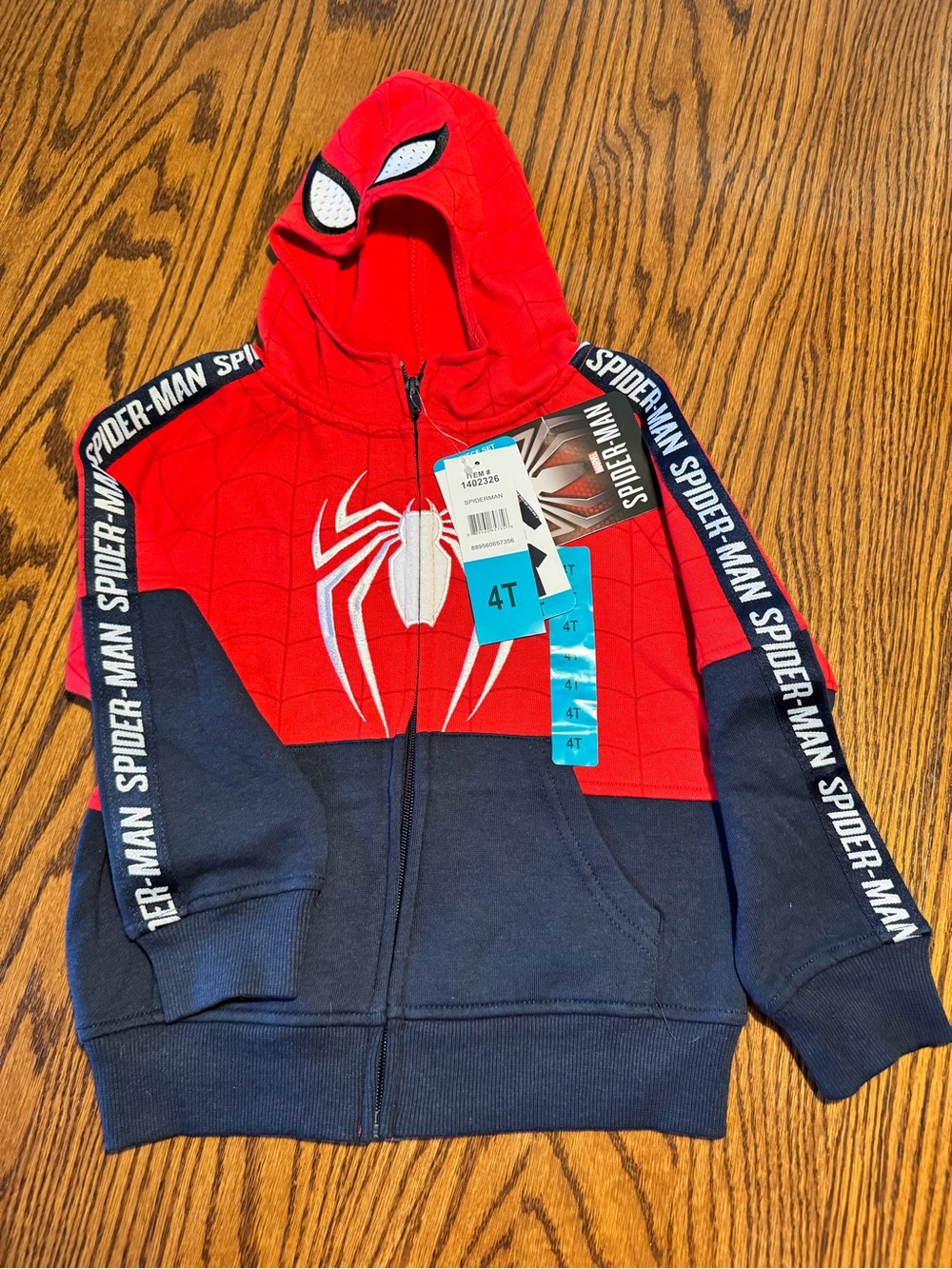 Spiderman Red & Navy Hooded Zip-Up Sweatshirt - Kids 4T